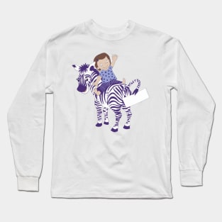 Sweet Girl on Zebra Long Sleeve T-Shirt